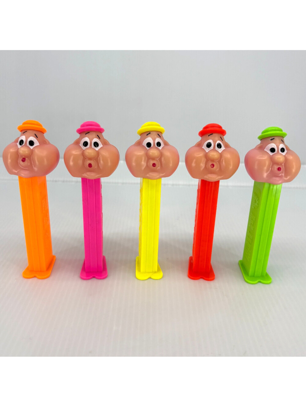 PEZ Bubble Man Dispenser Lot Of 5 Neon Colors Hungary Footed Stem Candy Vintage